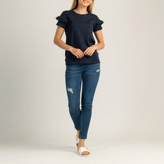 TRICOU CU MÂNECĂ SCURTĂ DIN BUMBAC PENTRU DAMĂ - LUNESSA